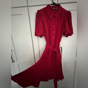Karl Lagerfeld Red Long Sleeve Dress